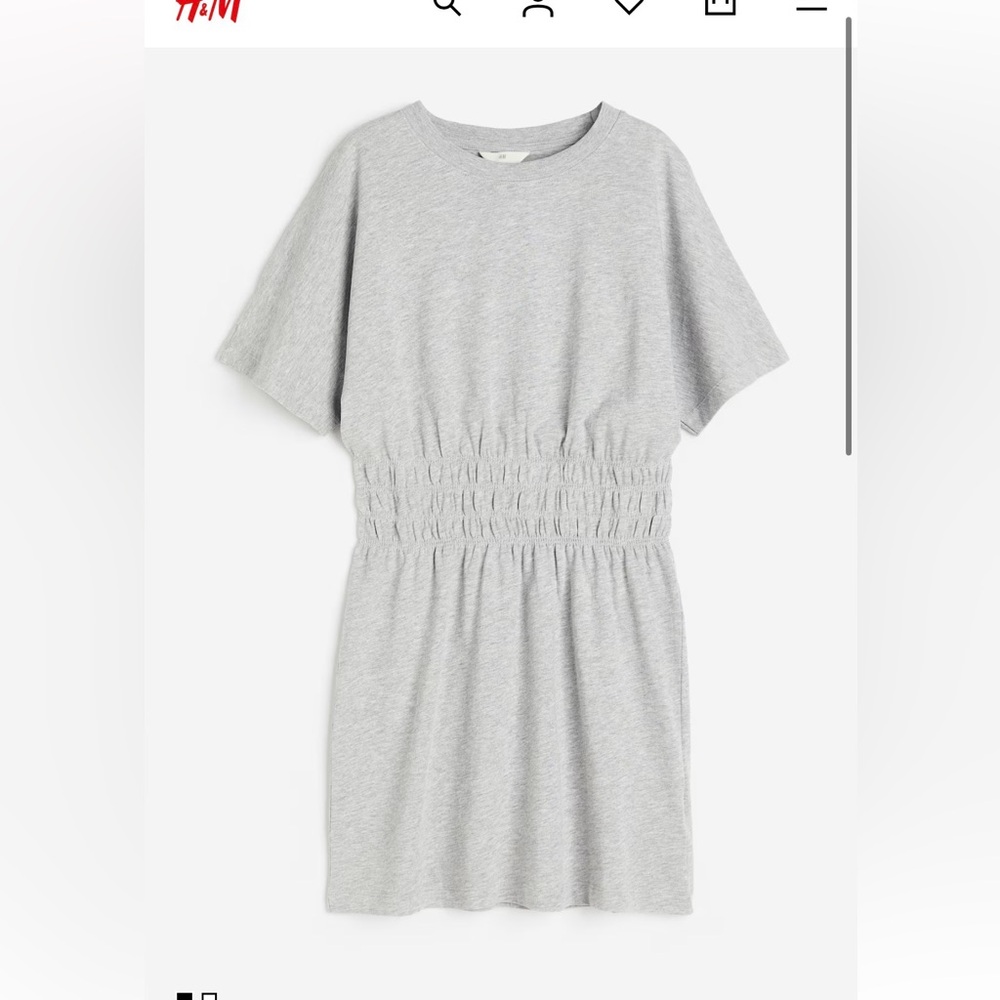 H&M brand new with tag Gray Short Sleeve Dress SMOCK-WAISTED T-SHIRT